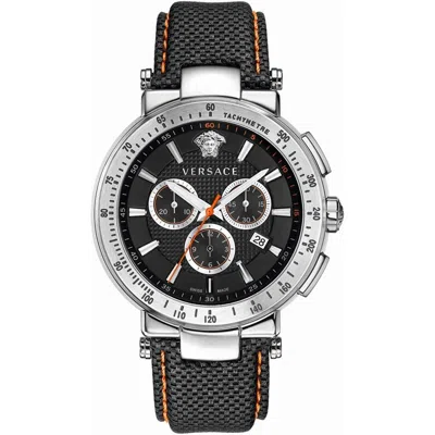 Pre-owned Versace Chronograph Watches Black Men X093_vfg040013 Swiss Made Usd $1400