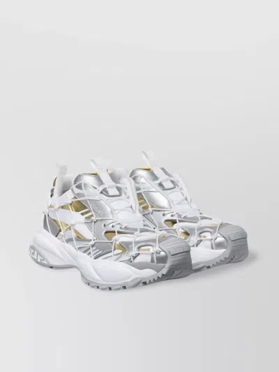 Versace Chunky Rubber Sole Sneakers With Metallic Accents In White