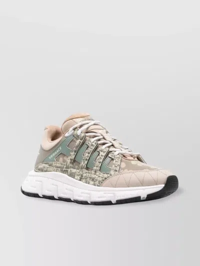 Versace Chunky Sole Camouflage Print Sneakers Insert Quilted In White