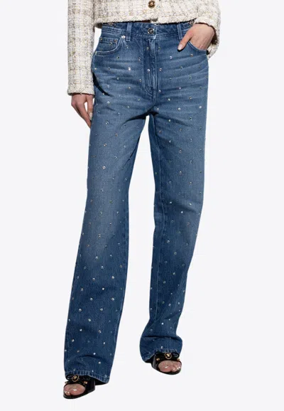 Versace Cielo Stellato Medusa '95 Boyfriend Jeans In Blue