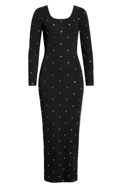 VERSACE VERSACE CIELO STELLATO SCOOP NECK LONG SLEEVE VIRGIN WOOL SWEATER DRESS