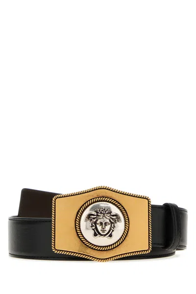 Versace Belt H.40 Calf Leather In Black