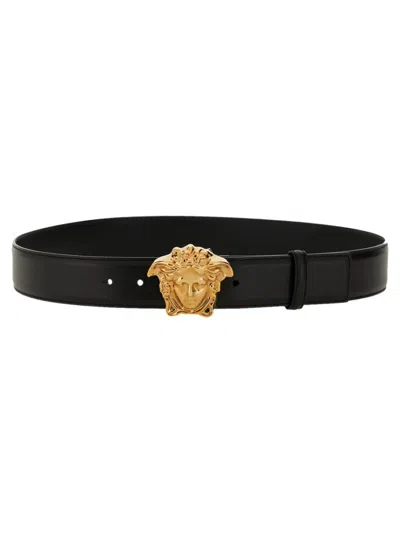 Versace Men La Medusa Leather Belt In Multicolor