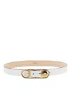 Versace Women's Safety Pin Buckle Slim Leather Belt In White