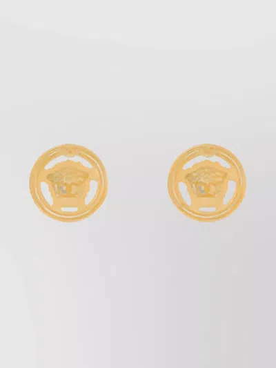 Versace Circular Medusa Head Earrings In Gold