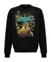 Versace Printed Cotton Crew-neck Sweatshirt In Black