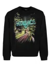 Versace Printed Cotton Crew-neck Sweatshirt In Black