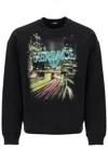 Versace Printed Cotton Crew-neck Sweatshirt In Black