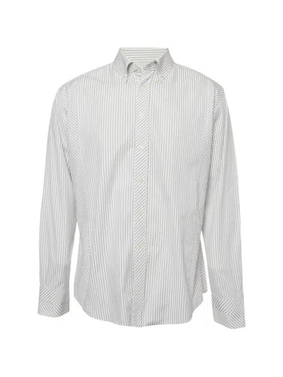 Pre-owned Versace City Striped Shirt In White