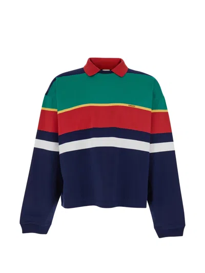 Versace Classic Polo Sweatshirt With Embroidered Logo In Multicolour