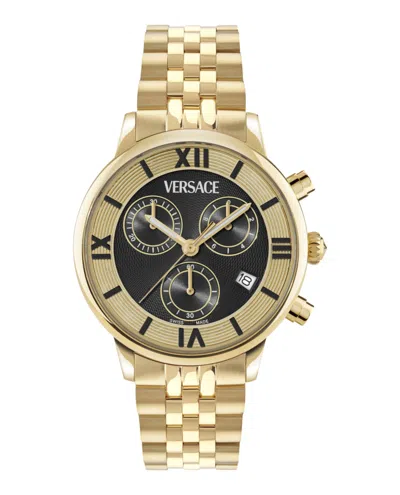 Versace Classic Round Chrono Bracelet Watch In Gold