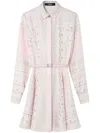 Versace Barocco Chain Pattern Mini Shirt Dress In Neutrals