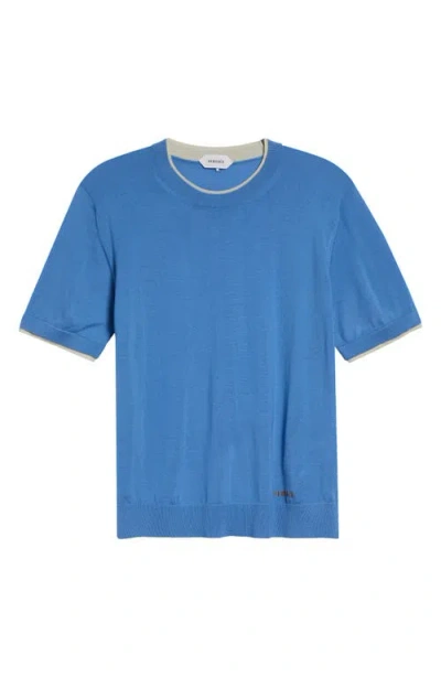 Versace Classic Short Sleeve Wool Sweater In Blue