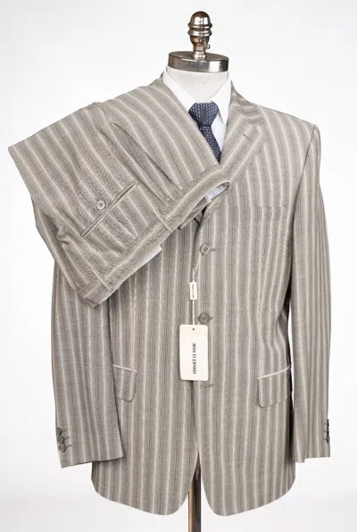 Pre-owned Versace Classic Striped Gray Suit Mohair Wool Slim Fit 40 R (eu 50) Drop 8