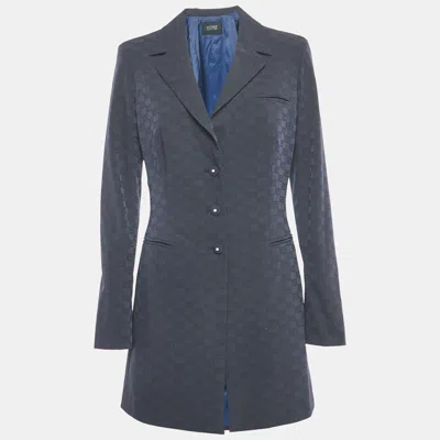 Pre-owned Versace Classic V2 Navy Blue Nylon Blazer M