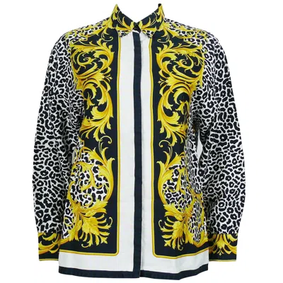 Pre-owned Versace Classic V2 Vintage Baroque Leopard Print Cotton Shirt Unisex Size 42 In Sand