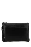 Versace Black Leather Large Cargo Clutch In Black