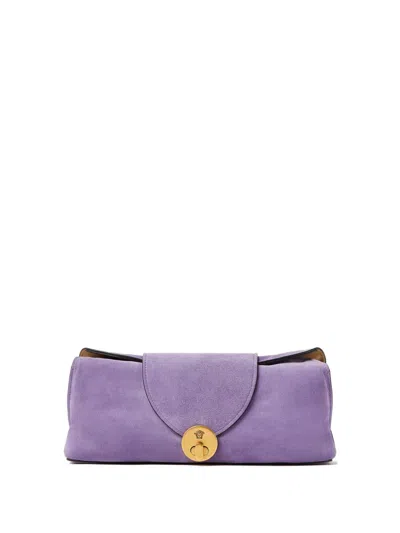 Versace Clutch Calf Leather In Purple