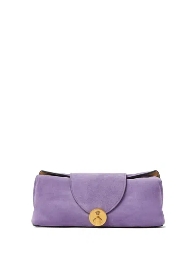 Versace Clutch Calf Leather In Purple