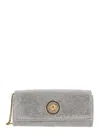 Versace Silver Crystal La Medusa Clutch In Silver