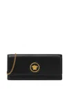 Versace Medusa-plaque Calfskin Shoulder Bag In Black