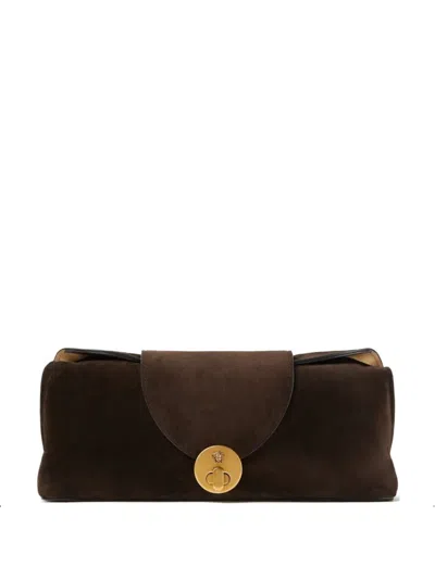 Versace Clutch Leather "calf Leather" In Brown