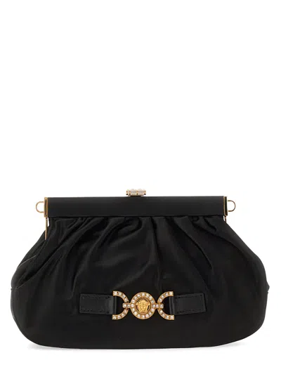 Versace Designer Handbags Clutch With Medusa Plaque In Nero