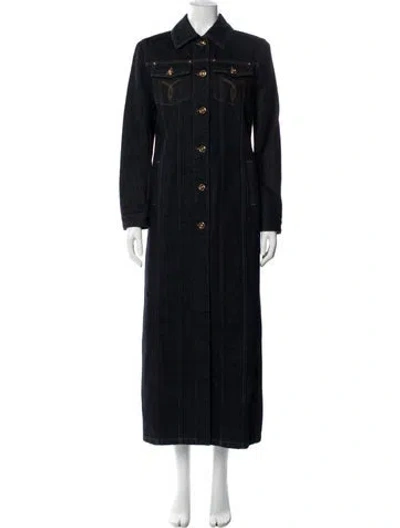 Pre-owned Versace Coat In Blue