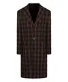 Versace Checked Midi Coat In Brown