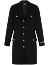 Versace Coat In Double Wool Crepe Stretch In Black