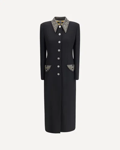 VERSACE COAT WITH EMBELLISHED COLLAR