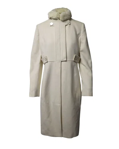 Pre-owned Versace Coat With Fur Collar In White Cotton