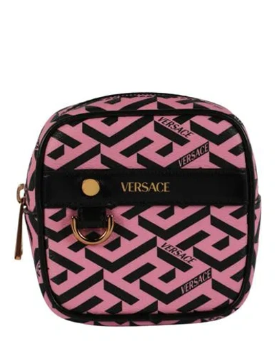 Versace Coated Canvas Greca Pouch Woman Pouch Multicolored Size - Polyurethane In Fantasy