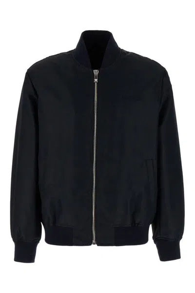Versace Black And Multicolour Printed Bomber Down Jacket In Red