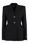 Versace Crocodile-jacquard Wool Blazer In Black