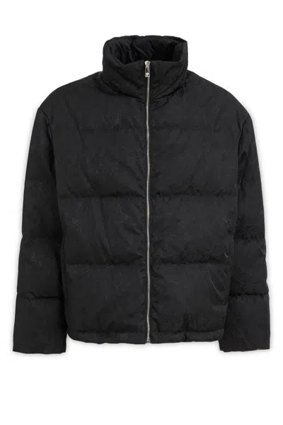 Versace Black Barocco Light Puffer Down Jacket In 1b000-black