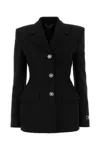 Versace Tailored Blazer With Notched Lapels And Structured Shoulders In Black