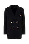 Versace Double-breasted Cachemire Blend Jacket In Black