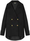 Versace Wool Cloth Double Breast Peacoat With Golden-effect Buttons In Black