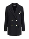 Versace Wool And Cachemire Double-breasted Coat In Blue