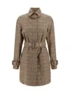 Versace Trench Parka Coat In Brown+beige