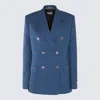 Versace Blue Cotton Blend Blazer In Denim