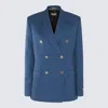Versace Blue Cotton Blend Blazer In Navy