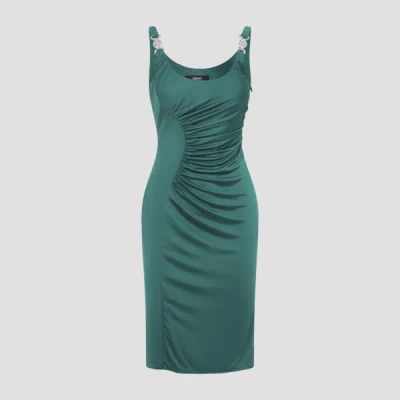 Versace Cocktail Dress Responsible Vicose Liquid Jersey In Green