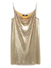 Versace Short Cocktail Dress With Chain Strap Detail In Gold