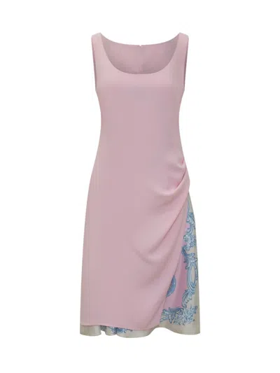 Versace Draped Detail Acetate Blend Dress In Pink