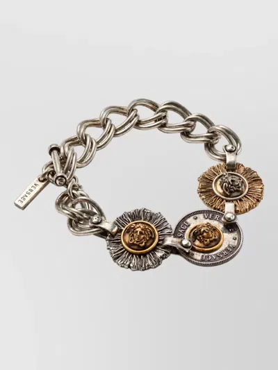 Versace Coin Charm Chain Bracelet In Transparent
