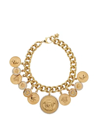 Versace Coin-design Necklace In Gold