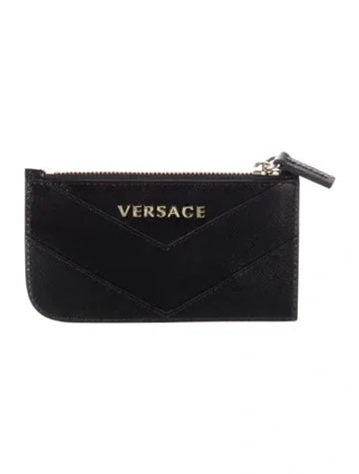 Pre-owned Versace Coin Pouch W/ Tags In Black