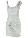 Versace Coktail Silver Viscose Dress In Silver